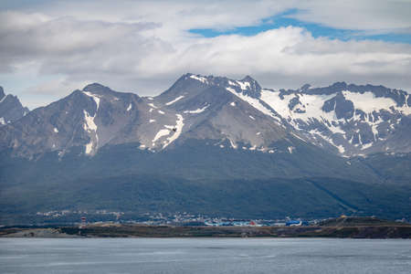 Mountains view in Beagle Channel - Ushuaia, Tierra del Fuego, Argentinaの写真素材