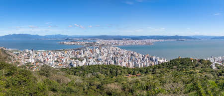 Panoramic Aerial view of Dowtown Florianopolis City - Florianopolis, Santa Catarina, Braziaの写真素材