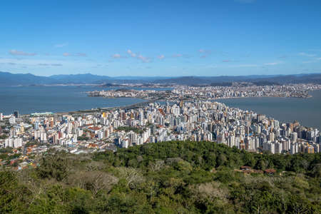 Aerial view of Downtown Florianopolis City - Florianopolis, Santa Catarina, Brazilの写真素材