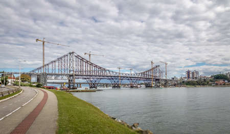 Repairs taking place at Hercilio Luz Bridge - Florianopolis, Santa Catarina, Brazil