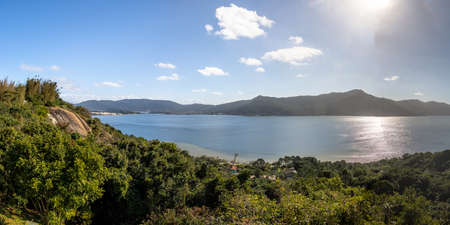 Panoramic aerial view of Lagoa da Conceicao - Florianopolis, Santa Catarina, Brazilの写真素材