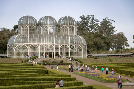 People visiting the greenhouse of Curitiba Botanical Garden - Curitiba, Parana, Brazilのeditorial素材
