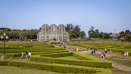 People visiting the greenhouse of Curitiba Botanical Garden - Curitiba, Parana, Brazilのeditorial素材