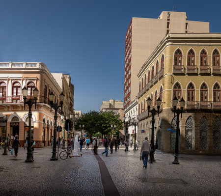 Flower Street (Downtown) in Downtown Curitiba - Curitiba, Parana, Brazilのeditorial素材
