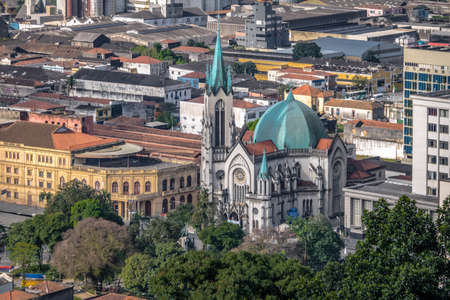 Aerial view of Santos Cathedral - Santos, Sao Paulo, Brazilの写真素材