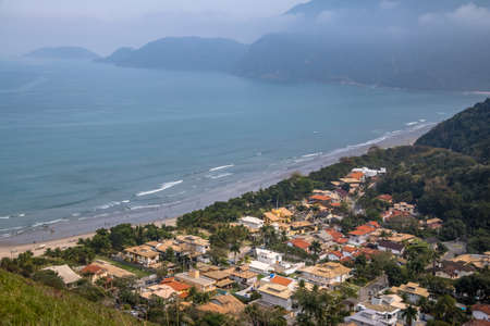 Aerial view of Guaeca Beach - Sao Sebastiao, Sao Paulo, Brazilの写真素材