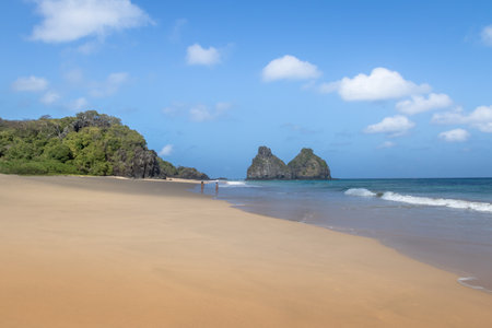 Morro Dois Irmaos and Bode Beach (Praia do Bode) - Fernando de Noronha, Pernambuco, Brazilのeditorial素材