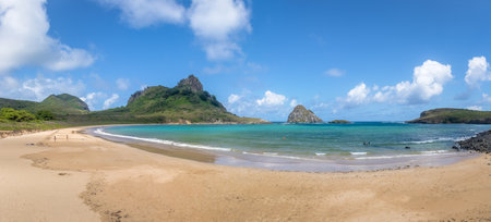 Panoramic View of Praia do Sueste Beach - Fernando de Noronha, Pernambuco, Brazilのeditorial素材