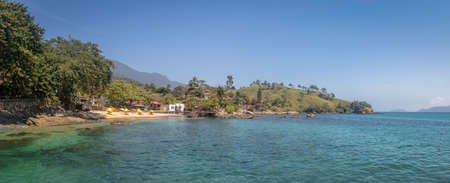 Panoramic view of Praia do Portinho beach - Ilhabela, Sao Paulo, Brazilの写真素材