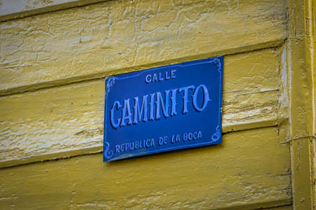 Caminito Street Sign in La Boca neighborhood - Buenos Aires, Argentinaの写真素材