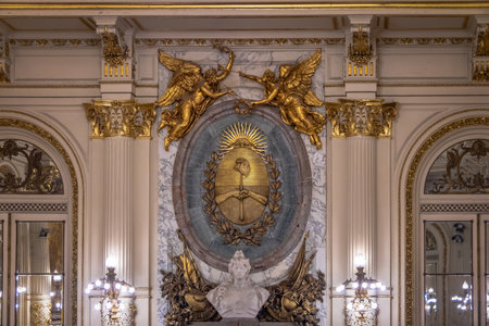 Argentina Coat of Arms in a Hall inside Casa Rosada Presidential Palace - Buenos Aires, Argentinaのeditorial素材