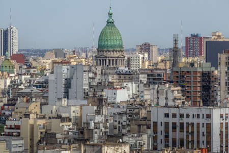 Aerial view of Buenos Aires and National Congress Dome - Buenos Aires, Argentina