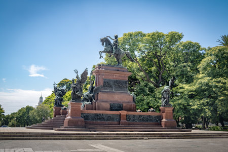 San Martin Statue at General San Martin Plaza in Retiro - Buenos Aires, Argentinaのeditorial素材