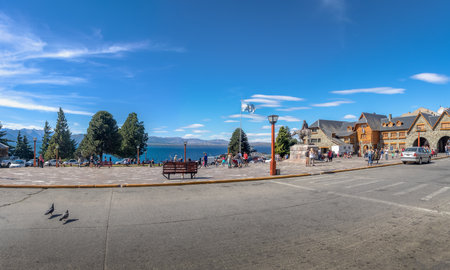 Bariloche main square near Civic Center (Centro Civico) - Bariloche, Patagonia, Argentinaのeditorial素材