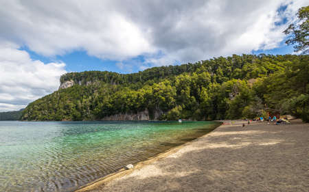 Bahia Mansa Bay at Nahuel Huapi Lake - Villa La Angostura, Patagonia, Argentinaの写真素材
