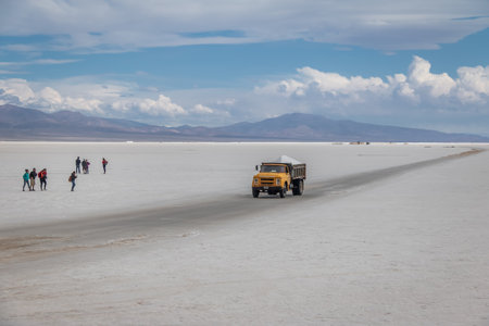 Salt Truck in Salinas Grandes Salt Flat - Jujuy, Argentinaのeditorial素材