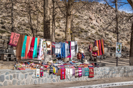 Handicraft seller at Santa Rosa de Tastil Village - Santa Rosa de Tastil, Salta, Argentinaのeditorial素材