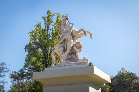 Marly horses (Caballitos de Marly) Sculpture at General San Martin Park - Mendoza, Argentinaのeditorial素材