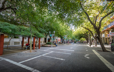 Paseo Sarmiento pedestrian street - Mendoza, Argentinaのeditorial素材
