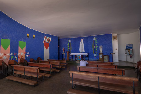 Igrejinha Nossa Senhora de F?tima Church Interior - Brasilia, Distrito Federal, Brazilのeditorial素材