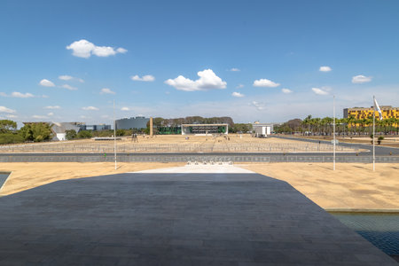 The Ramp at Planalto Palace with Three Branches Square view - Brasilia, Distrito Federal, Brazilのeditorial素材