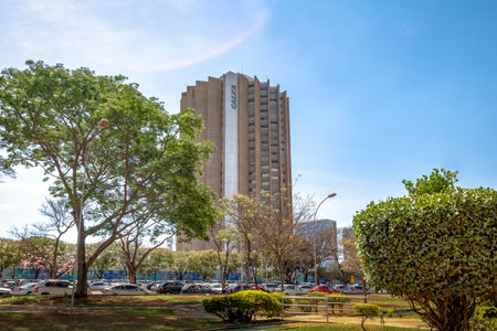 Caixa Economica Federal Bank headquarters - Brasilia, Distrito Federal, Brazilのeditorial素材