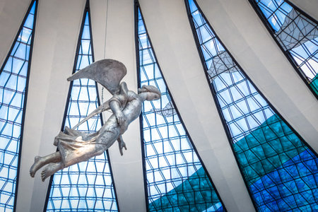 Angels of Brasilia Cathedral ceiling - Brasilia, Brazilのeditorial素材