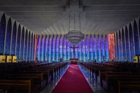 Don Bosco Sanctuary Interior - Brasilia, Distrito Federal, Brazilのeditorial素材