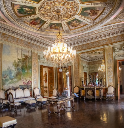 Rio de Janeiro, Brazil - Oct 24, 2017: Venetian Room at Catete Palace, the former presidential palace now houses the Republic Museum - Rio de Janeiro, Brazilのeditorial素材