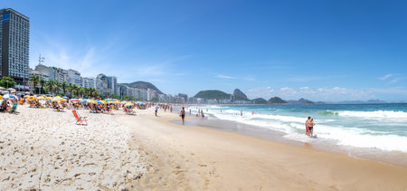 Rio de Janeiro, Brazil - Nov 2, 2017: Panoramic view of Copacabana Beach with Sugar Loaf Mountain on Background - Rio de Janeiro, Brazilのeditorial素材