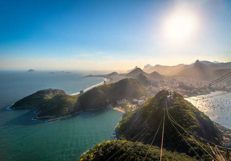 Aerial view of Rio de Janeiro Coast with Copacabana, Praia Vermelha beach, Urca and Corcovado mountain - Rio de Janeiro, Brazilの写真素材