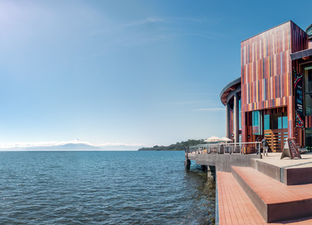 Llanquihue Lake and Lake Theater (Lake Theater) - Frutillar, Chileのeditorial素材