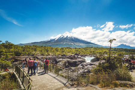 Saltos del Petrohue Waterfalls and Osorno Volcano - Los Lagos Region, Chileのeditorial素材