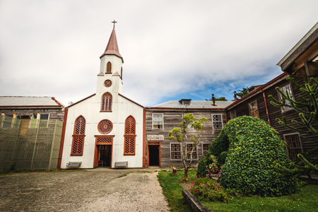 Ancud, Chiloe, Chile - Feb 27, 2018: Chiloe Church Museum and Visitor Center at former Inmaculada Concepcion convent - Ancud, Chiloe Island, Chileのeditorial素材