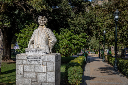 Ambrosio O'Higgins statue at Plaza de Armas Square in San Jose de Maipo town at Cajon del Maipo - Chileのeditorial素材