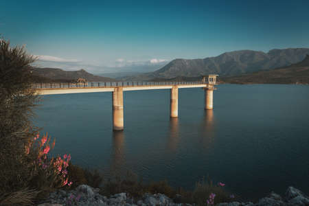 Zahara de la Sierra and El Gastor Dam at Guadalete River - Zahara de la Sierra, Cadiz Province, Andalusia, Spainの写真素材