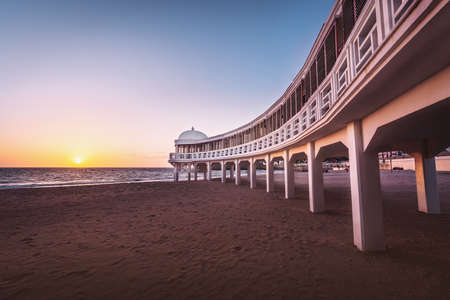 Playa de la Caleta Beach at sunset - Cadiz, Andalusia, Spainの写真素材