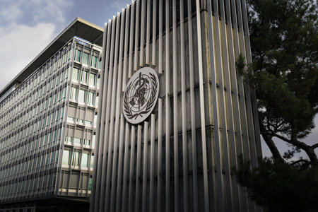 Geneva, Switzerland - December 03, 2019: World Health Organization (WHO / OMS) Headquartersのeditorial素材