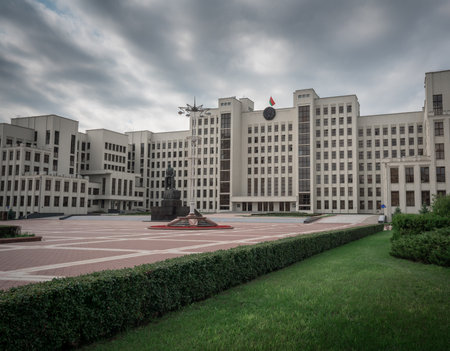 Minsk, Belarus - Jul 30, 2019: House of Government and Lenin Monument - Minsk, Belarusのeditorial素材