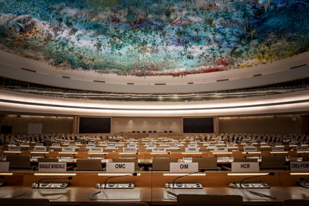 Geneva, Switzerland - December 05, 2019: Human Rights and Alliance of Civilizations Conference Room - United Nations Office - Geneva, Switzerlandのeditorial素材
