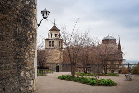Temple de la Madeleine Church and Terrasse Agrippa d'Aubigne - Geneva, Switzerlandの写真素材