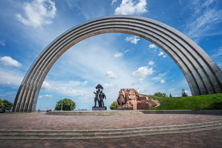 Kiev, Ukraine - August 09, 2019: People's Friendship Arch - Kyiv, Ukraineのeditorial素材
