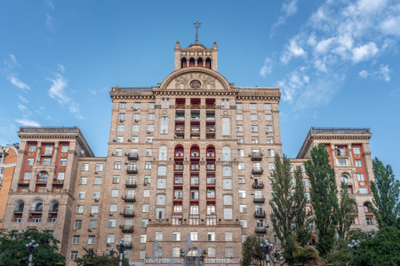 Stalinist style architecture building at Khreshchatyk Street - Kiev, Ukraine - Kiev, Ukraine