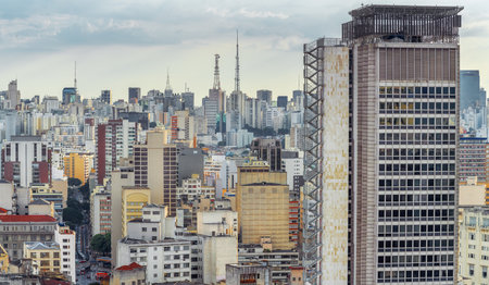 Aerial view of downtown Sao Paulo Buildings - Sao Paulo, Brazilのeditorial素材