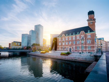 Malmo Skyline at Sunset - Malmo, Swedenのeditorial素材
