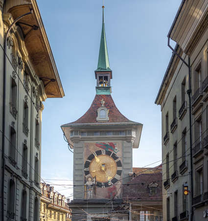 Western Facade of Zytglogge - Medieval Tower Clock - Bern, Switzerlandの写真素材