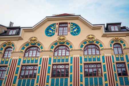 Art Nouveau Buildings in Ainmillerstrasse Street - Munich, Bavaria, Germanyのeditorial素材