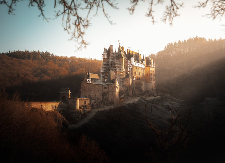 Rhineland-Palatinate, Germany - Jan 21, 2020: Eltz Castle (Burg Eltz) - Rhineland-Palatinate, Germanyのeditorial素材