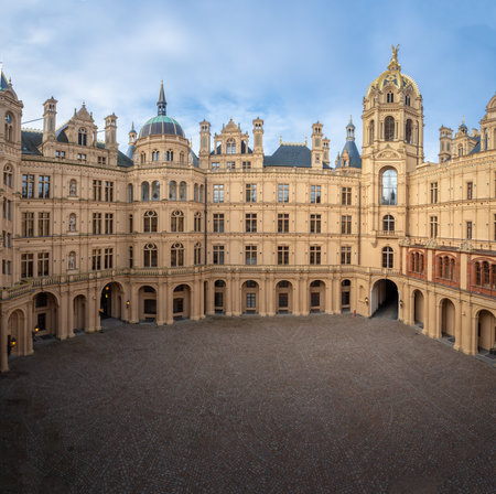 Schwerin, Germany - Jan 05, 2020: Schwerin Castle Courtyard - Schwerin, Germanyのeditorial素材