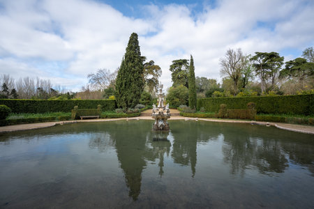 Queluz, Portugal - Feb 26, 2020: Medallions Lake at Palace of Queluz Gardens - Queluz, Portugalのeditorial素材